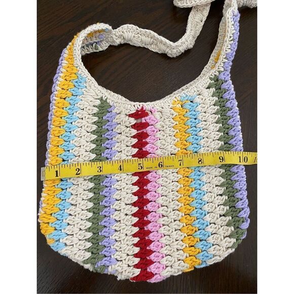 Boho Crocheted Shoulder Bag Purse Snap Closure Multicolor NWOT - Picture 5 of 5